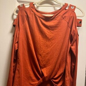 Cato Rust Cold Shoulder Long Sleeve Top